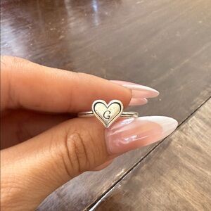 Avery Silver Heart Ring with 'G' Initial